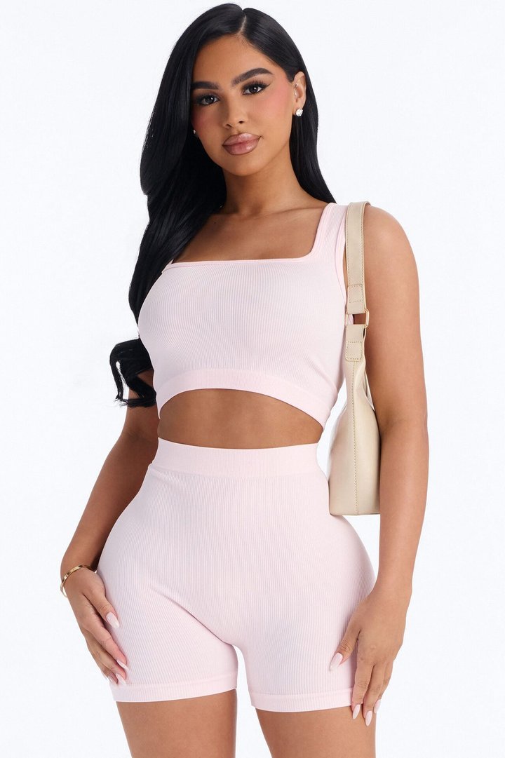 Active Aura Seamless Biker Short Set - Pink