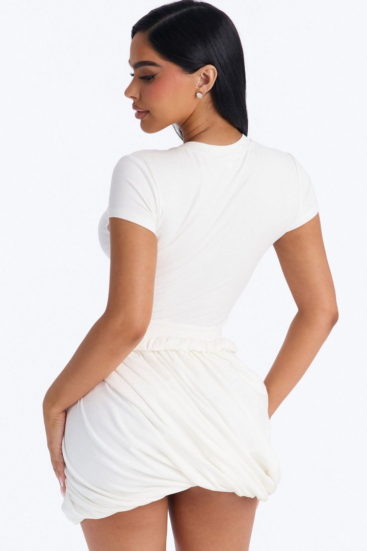 Sadie Short Sleeve Cotton Mini Dress - Ivory