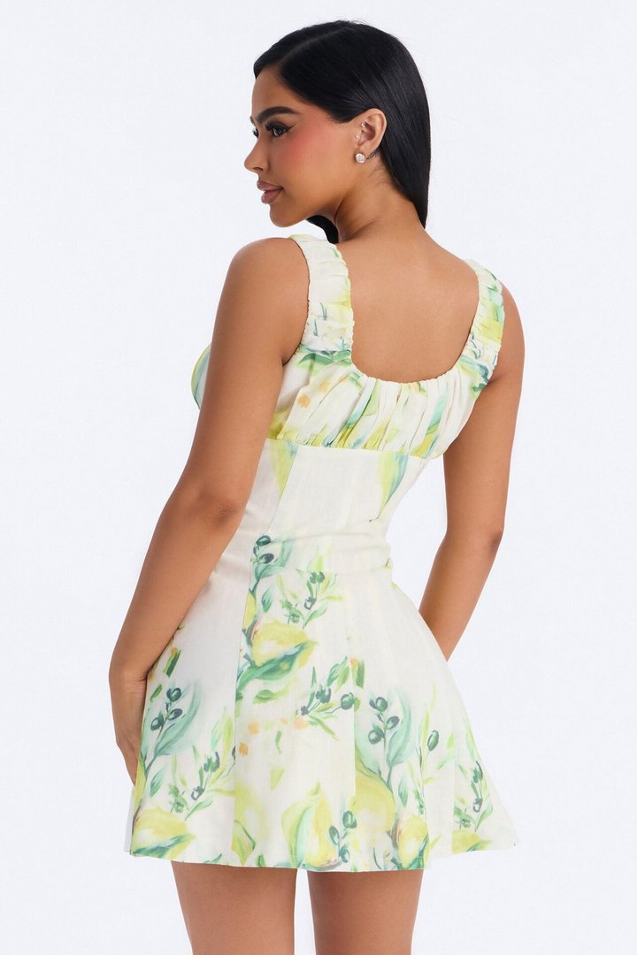 Layla Floral Sleeveless Mini Dress - Yellow/combo
