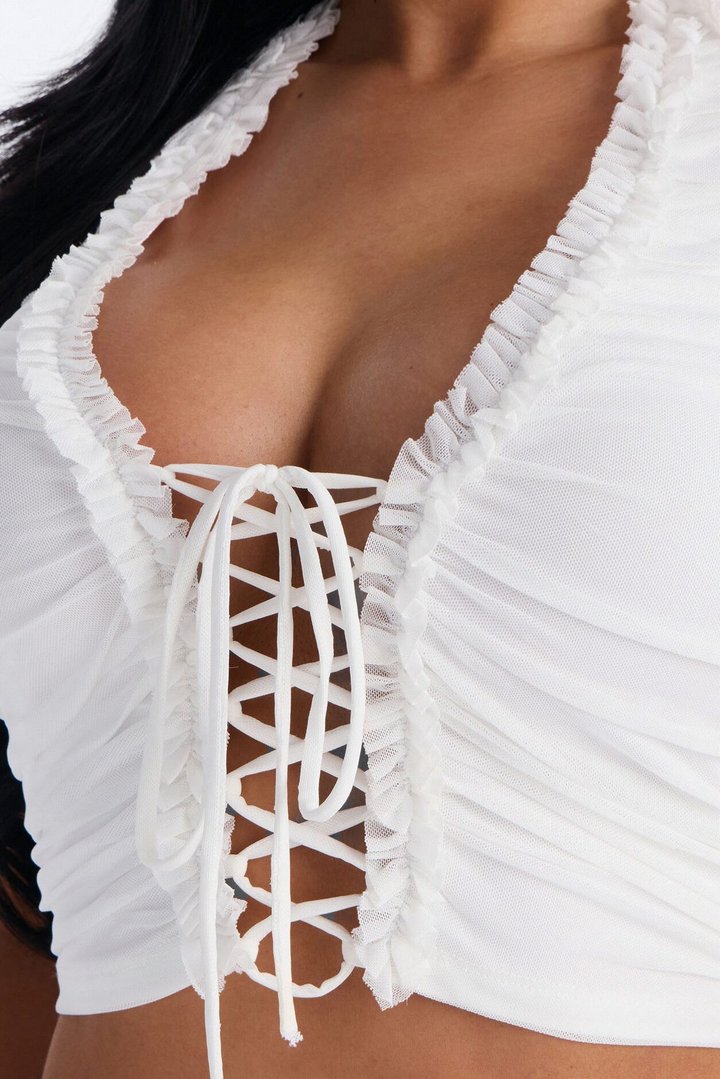 Malibu Honey Lace Up Halter Top - White