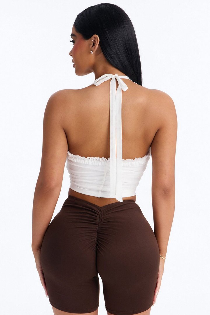 Malibu Honey Lace Up Halter Top - White