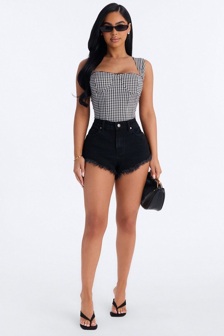 Brookline Cut Off Denim Shorts - Black Wash