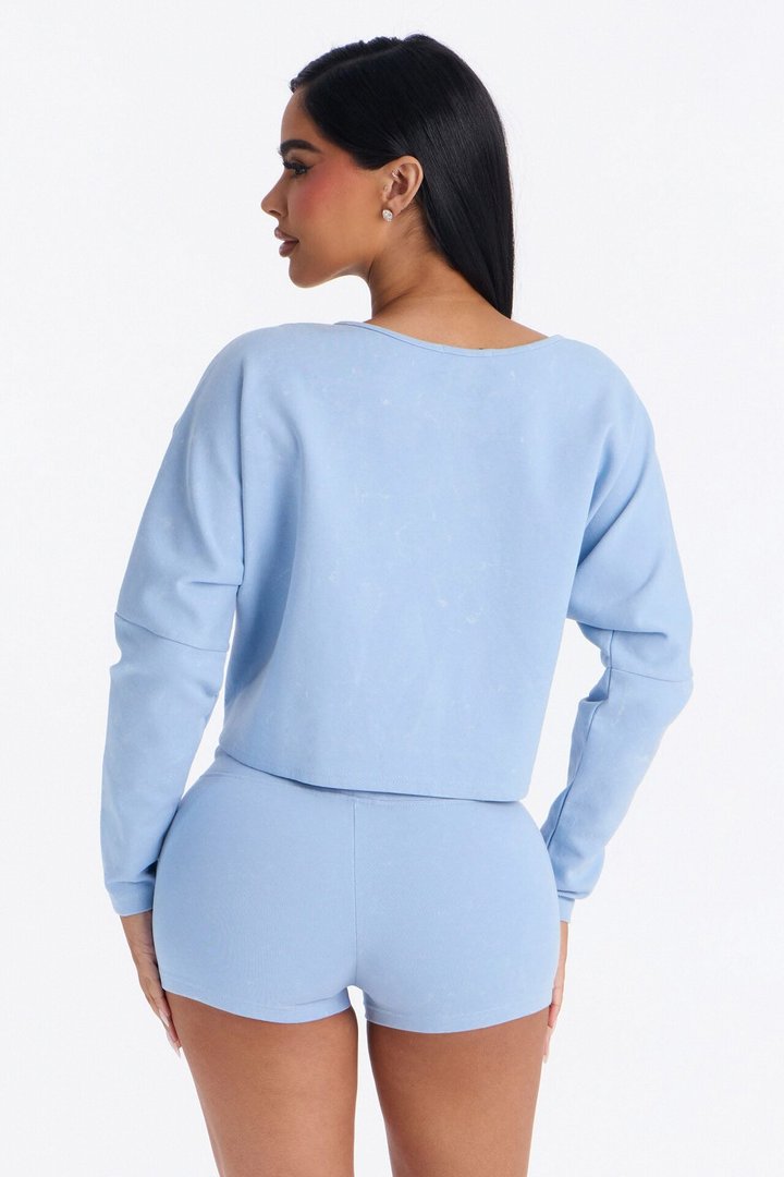 Mila Off Shoulder Micro Short Set - Blue