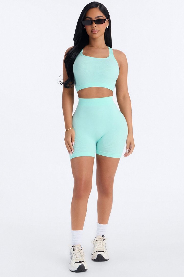 Core Power Seamless Biker Short Set - Blue