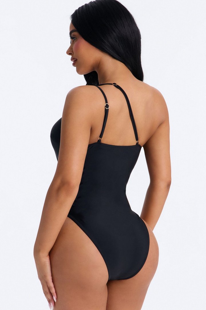 Amira One Shoulder 1 Piece Swimsuit - Black