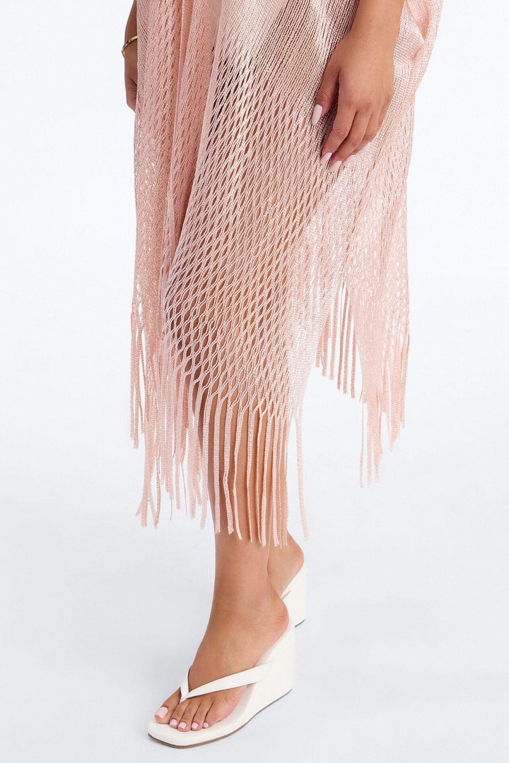 Corrine Shimmer Swim Cover Up Kimono - Rose Gold