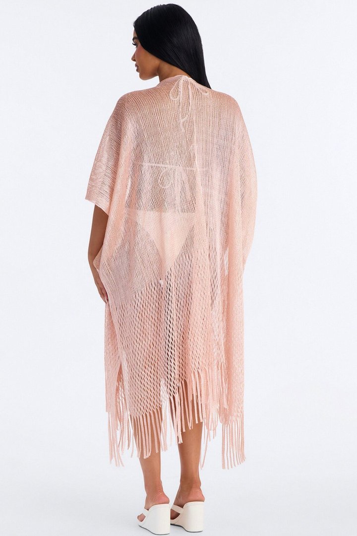Corrine Shimmer Swim Cover Up Kimono - Rose Gold