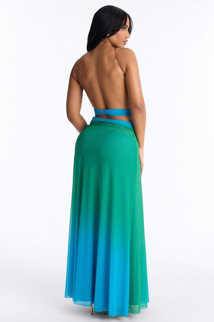 Sunset Social Mesh Maxi Dress - Blue/combo