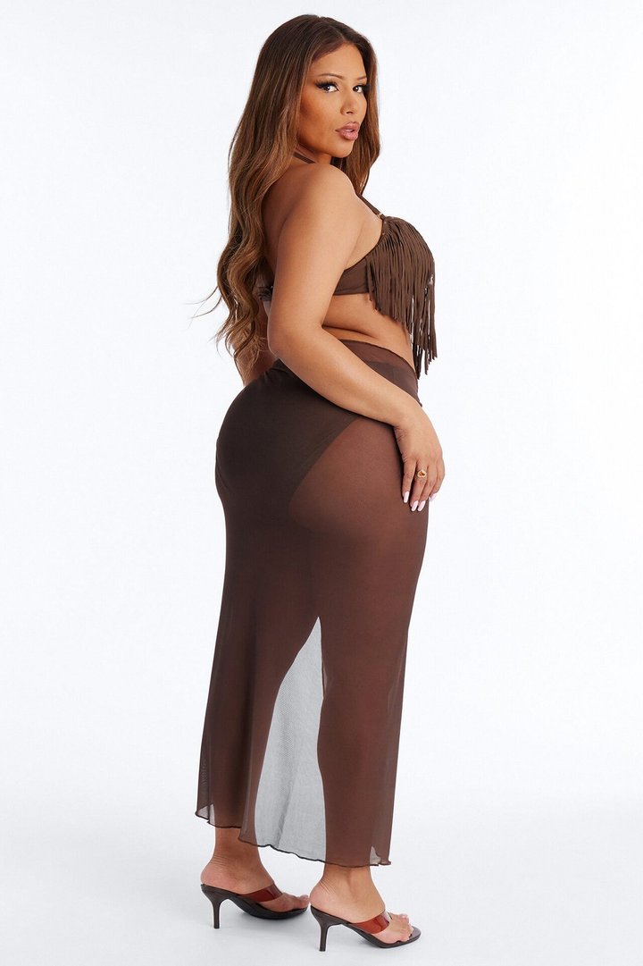 Sunkissed Mischief 3 Piece Fringe Bikini Set - Brown