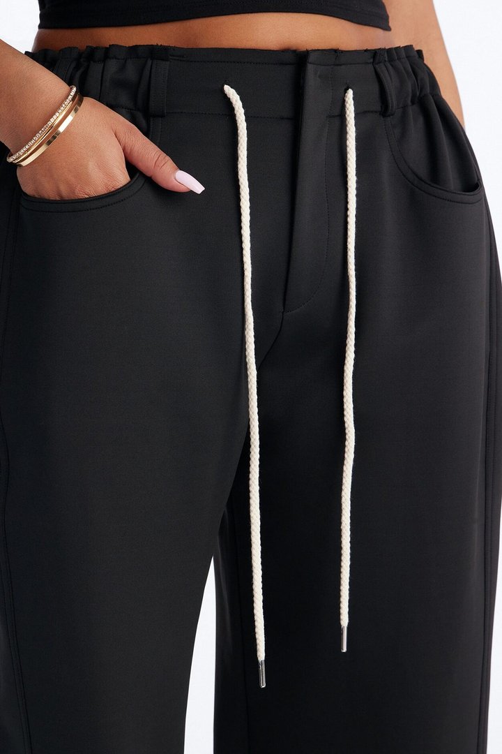 Don't Get Too Comfortable Low Rise Wide Leg Scuba Pant - Black