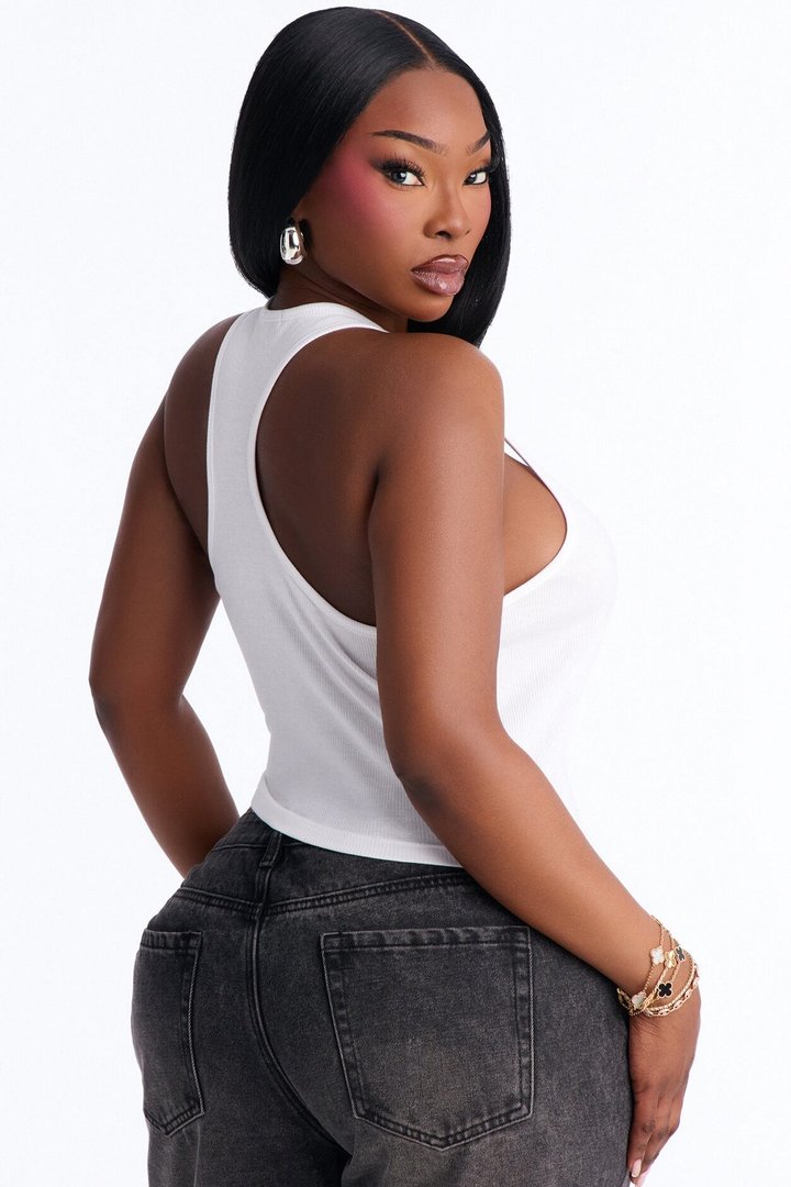 Put It On My Husband's Tab Halter Tank - White