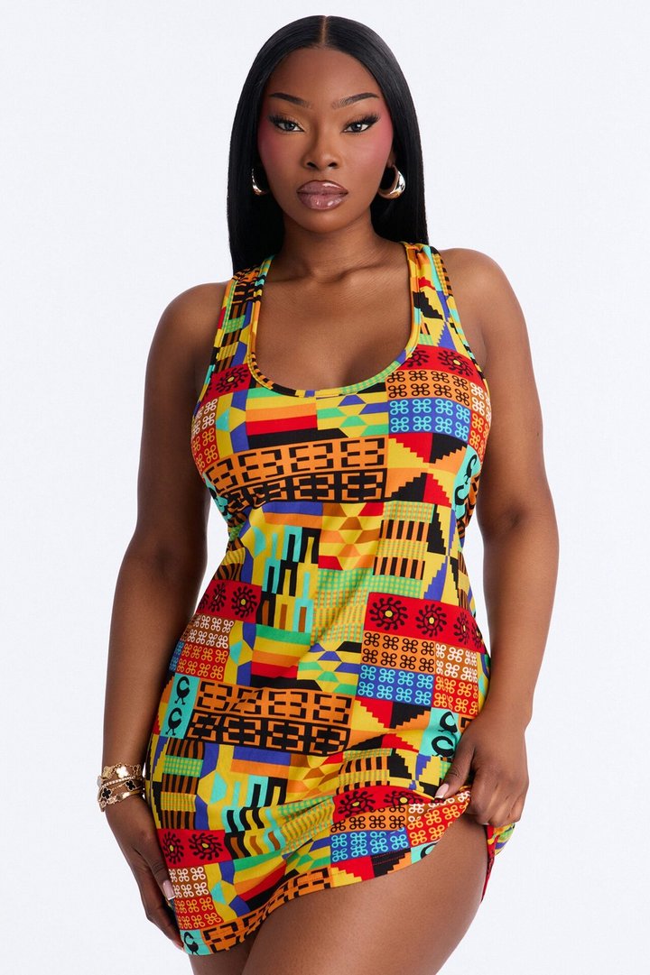 Soft For You Abstract PJ Sleep Dress - Multi Color