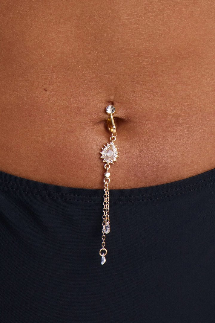Glimmer Charm Clip On Belly Ring - Gold