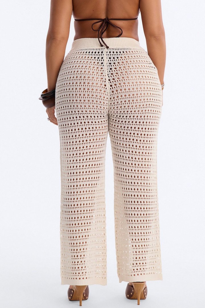 Temptress Textured Knit Swim Cover Up Pant - Cream