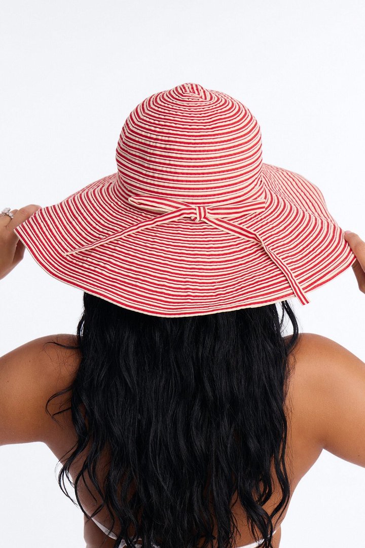 Beach Days Packable Sun Hat - Red/White