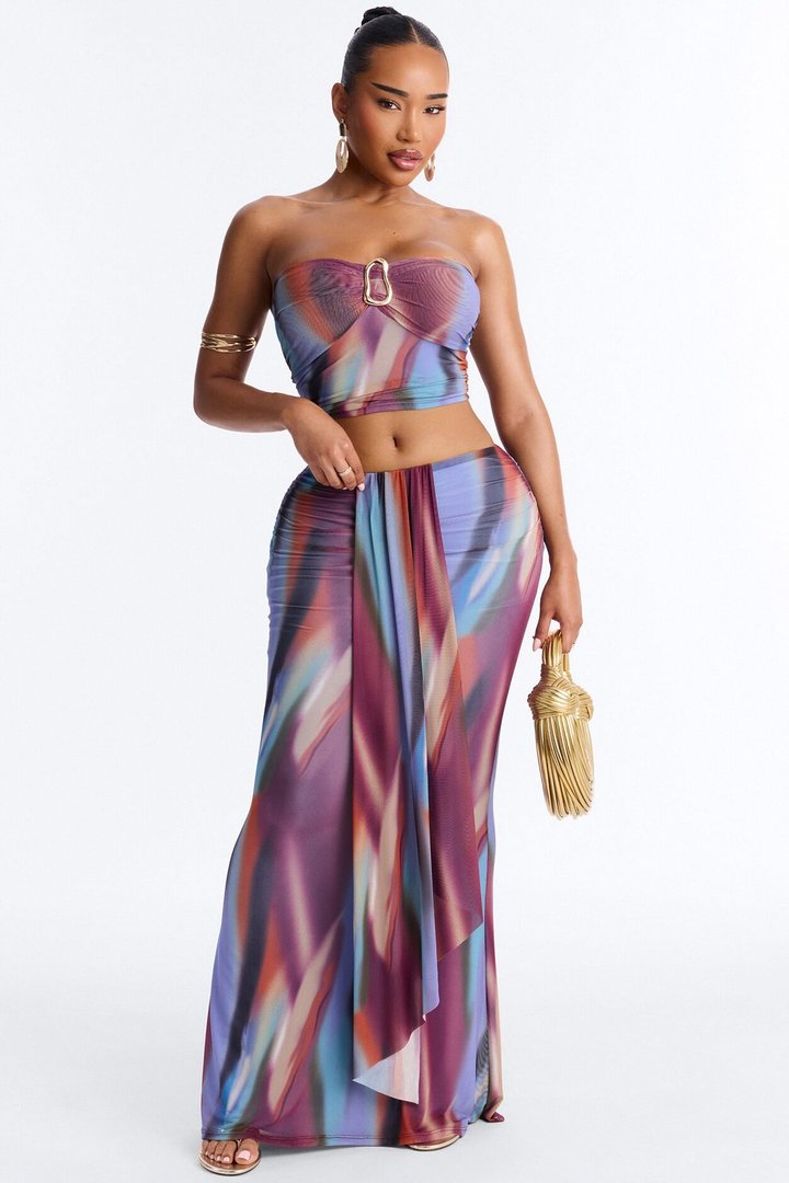 Aura Allure Mesh Skirt Set - Multi Color