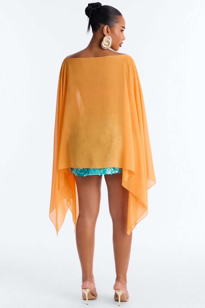 Get In Line Long Chiffon Kimono Top - Orange