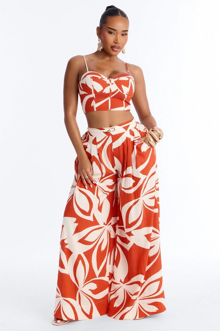 Lola Linen Pant Set - Rust