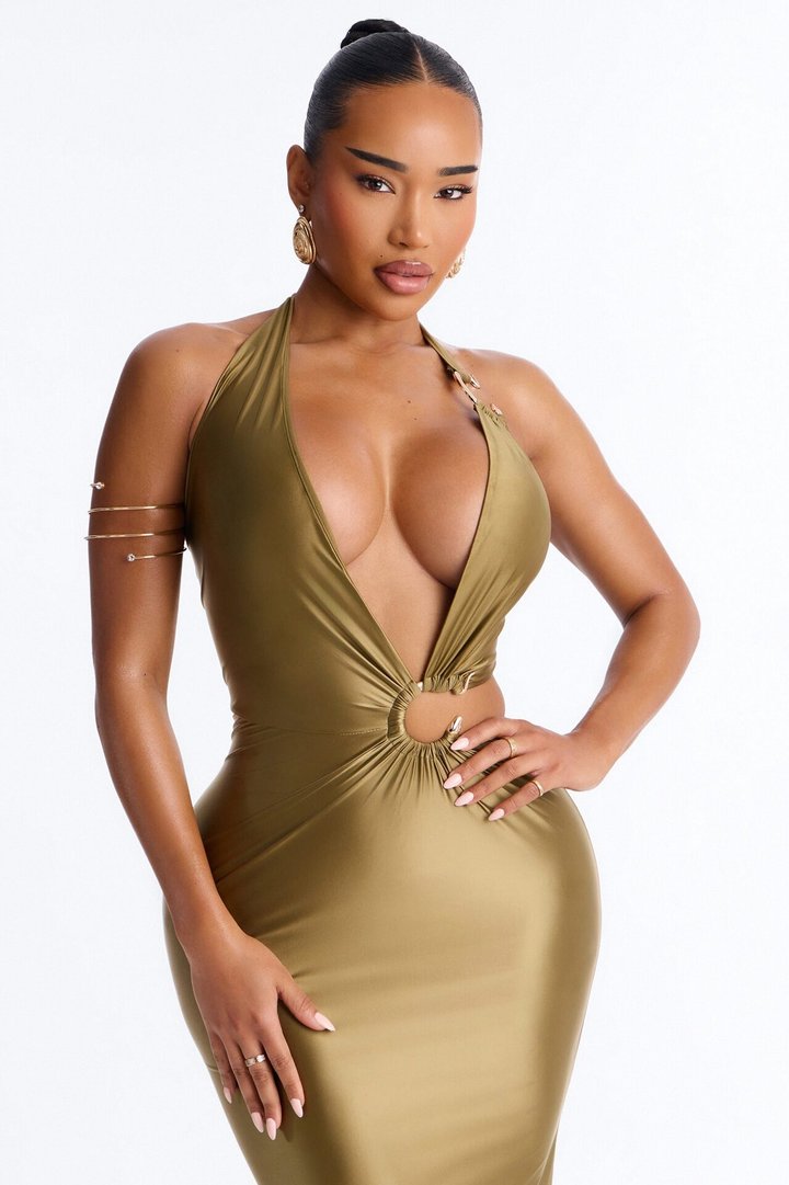 Temptress Sleeveless Maxi Dress - Olive