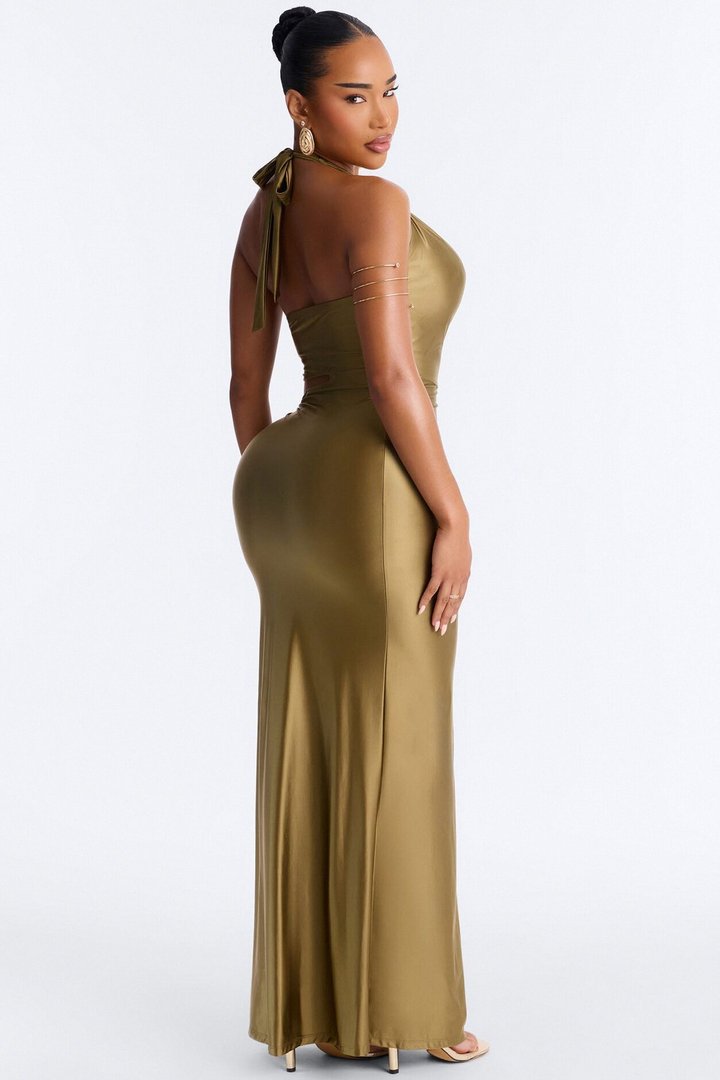 Temptress Sleeveless Maxi Dress - Olive