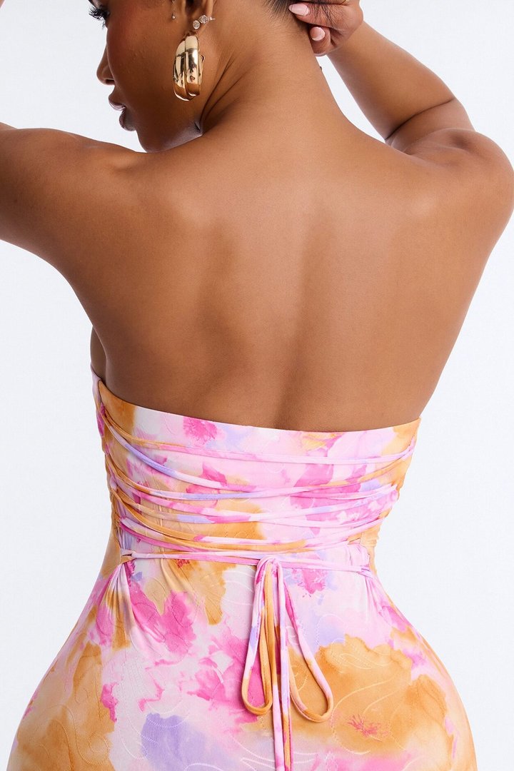 Stepping Out Strapless Maxi Dress - Pink/combo