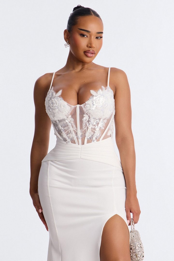 Endless Nights Embroidered Gown - White