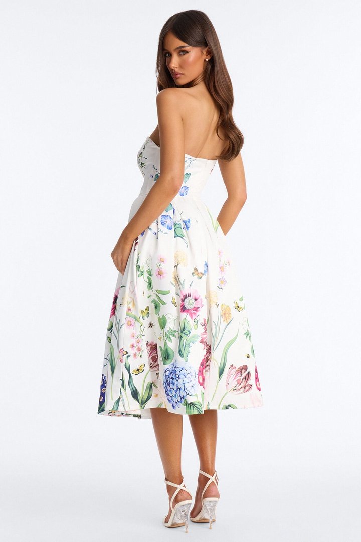 See Me Blossom Floral Midi Dress - White/combo