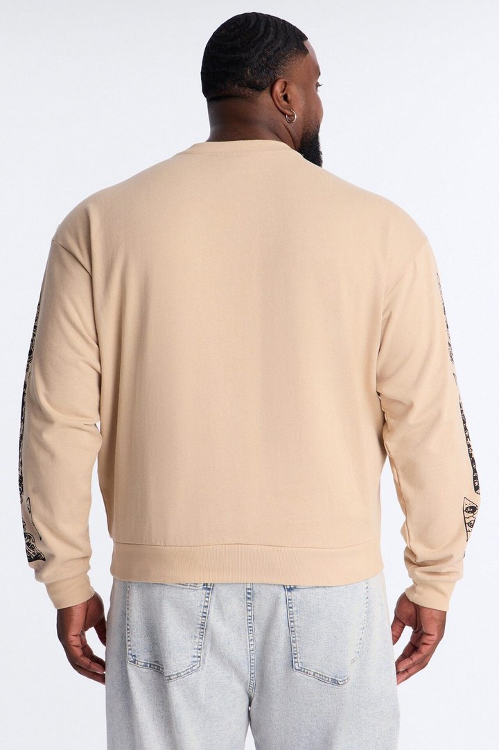 Saint Message Patched Crewneck Sweatshirt - Taupe