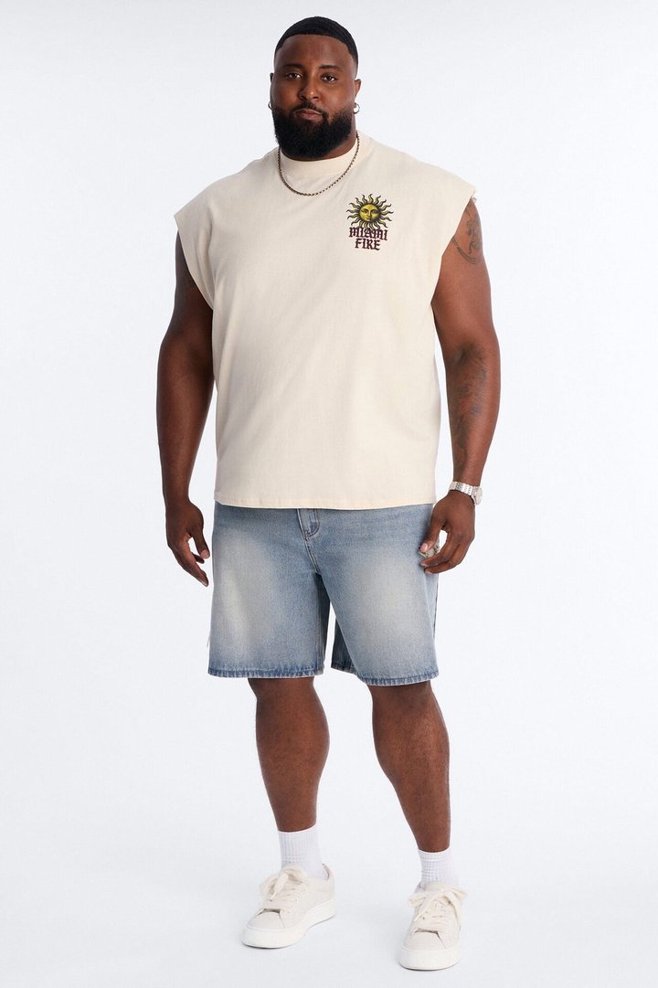 Miami Fire Vintage Muscle Tee - Off White