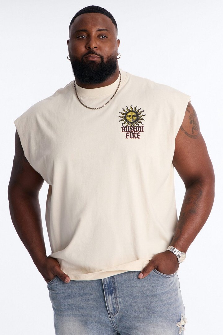 Miami Fire Vintage Muscle Tee - Off White