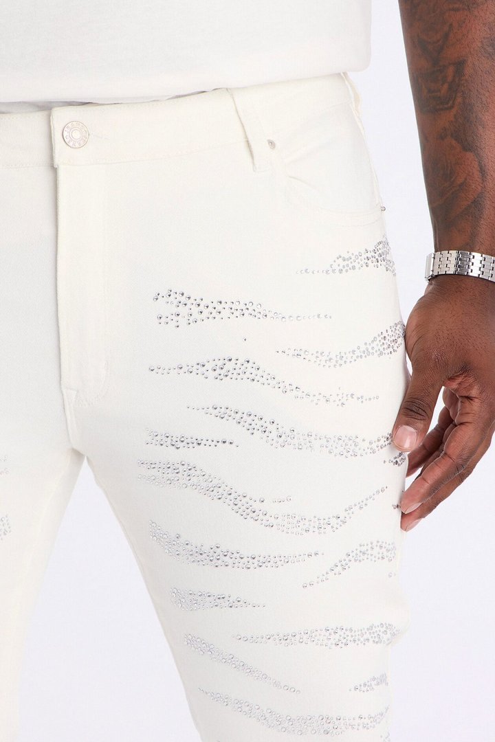 Stacked Skinny Flare Electric Prowl Jean - White