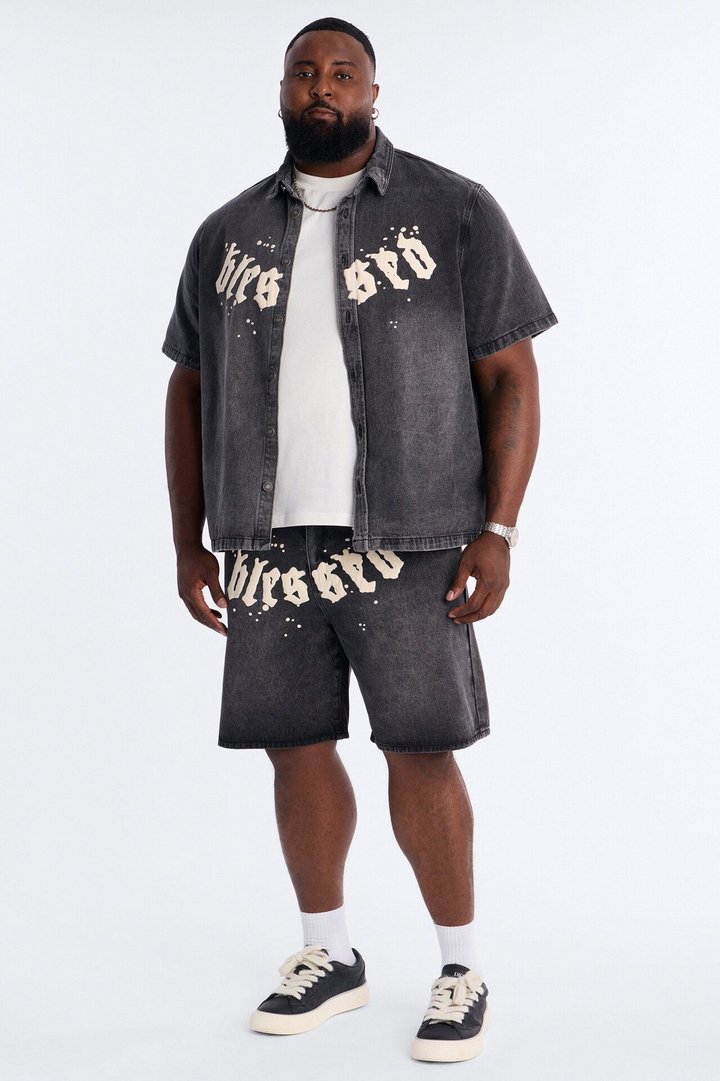 Been Blessed Denim Button Up Shirt - Black Wash