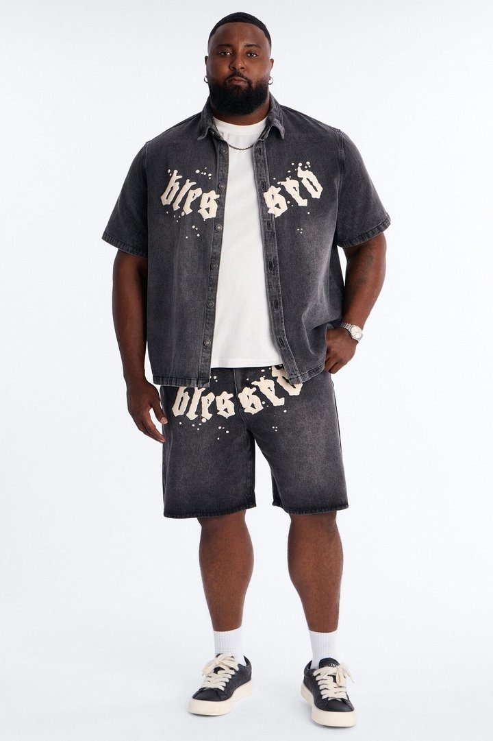 Relaxed Been Blessed Denim Shorts - Black Wash
