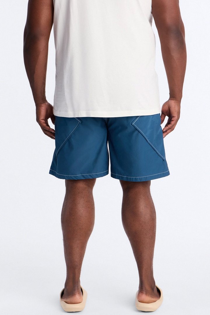 Relaxed Diamond Appeal Contrast Thread Short - Blue