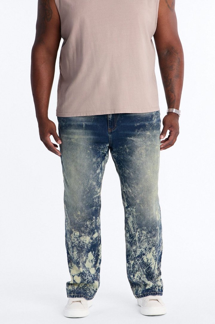 Timeless Bleach Washed Straight Jeans - Dark Wash