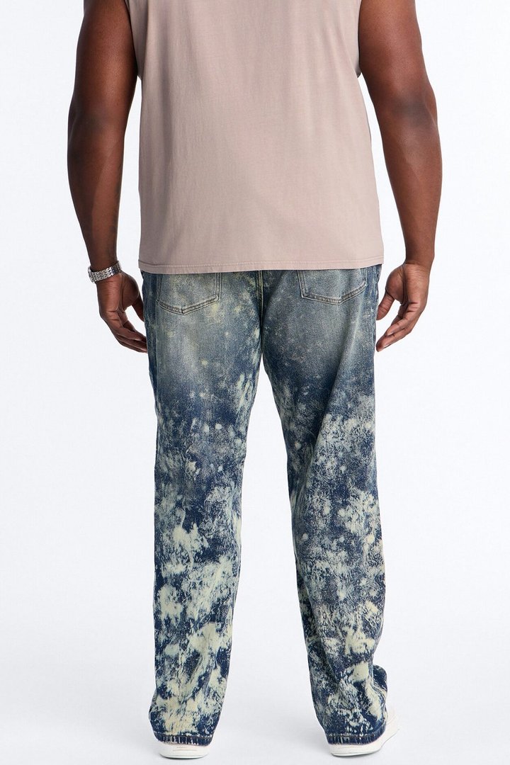 Timeless Bleach Washed Straight Jeans - Dark Wash