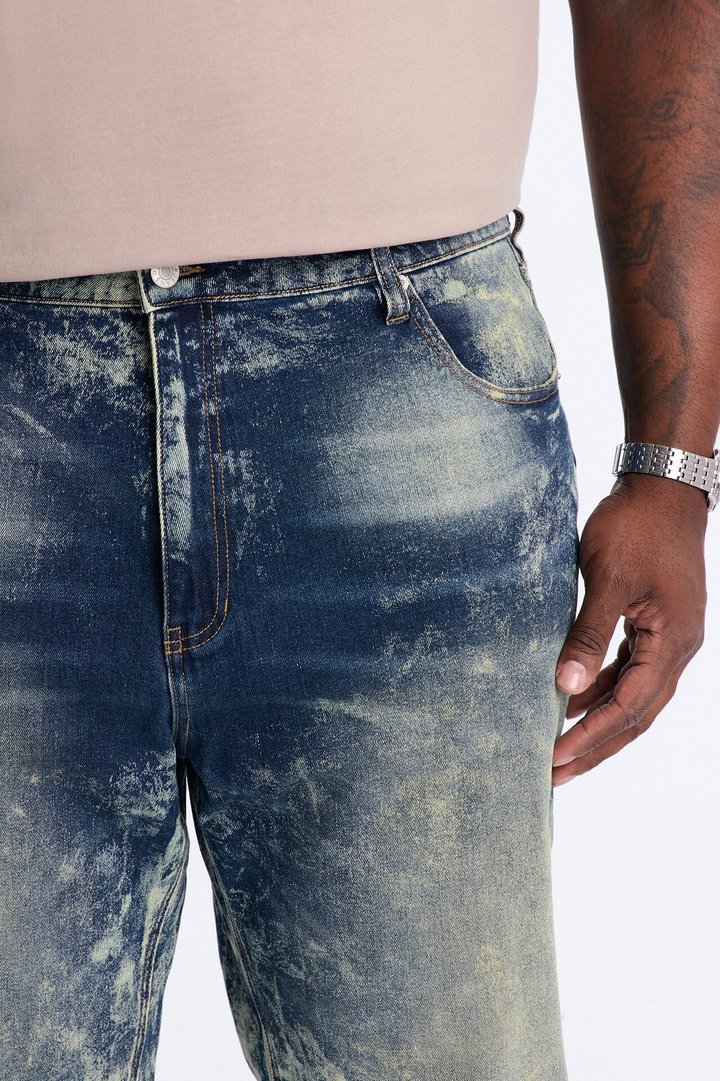 Timeless Bleach Washed Straight Jeans - Dark Wash