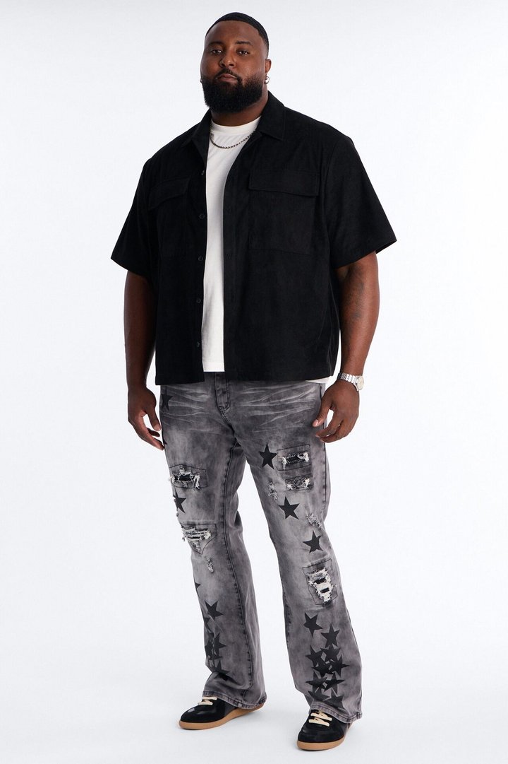 Stacked Skinny Flare Cosmo Jean - Black Wash