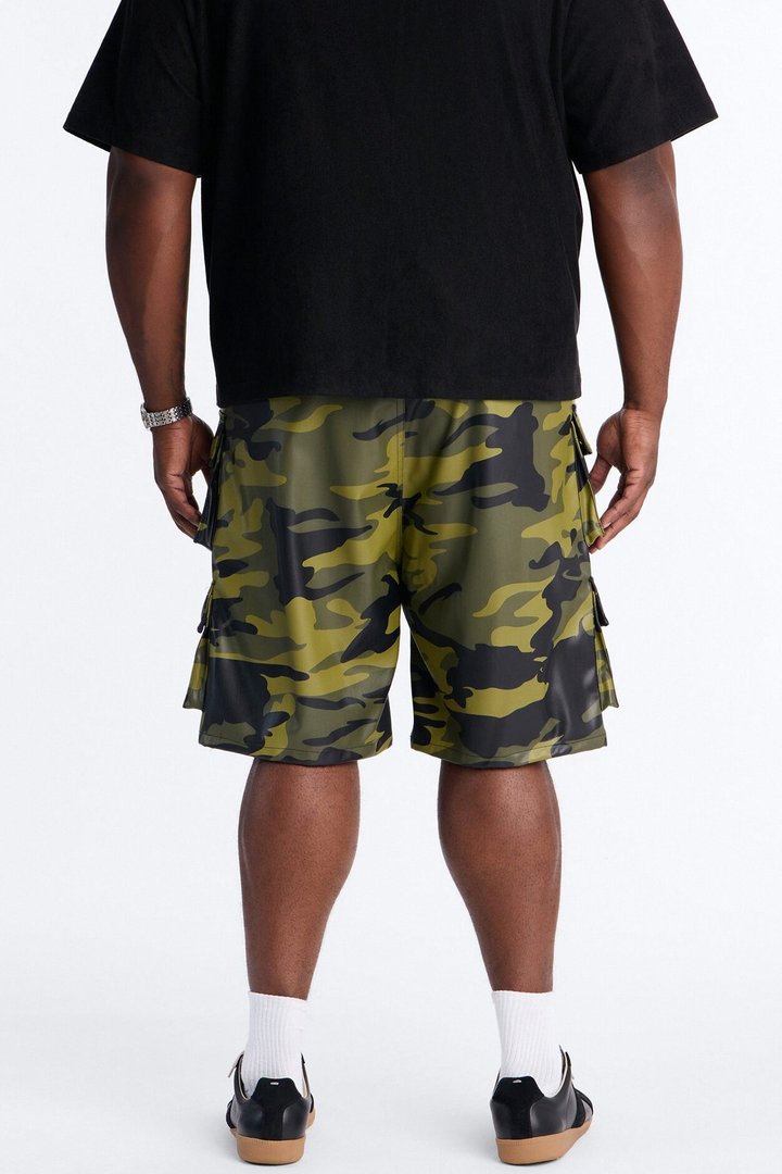 Faux Leather Camo Mirage Cargo Short - Camouflage