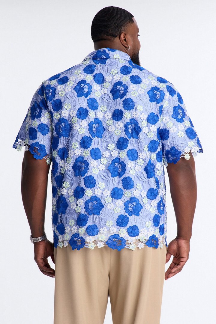 Relaxed Paradise Field Button Up Shirt - Blue