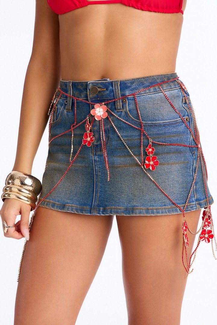Inner Bloom Chain Belt - Gold/Red