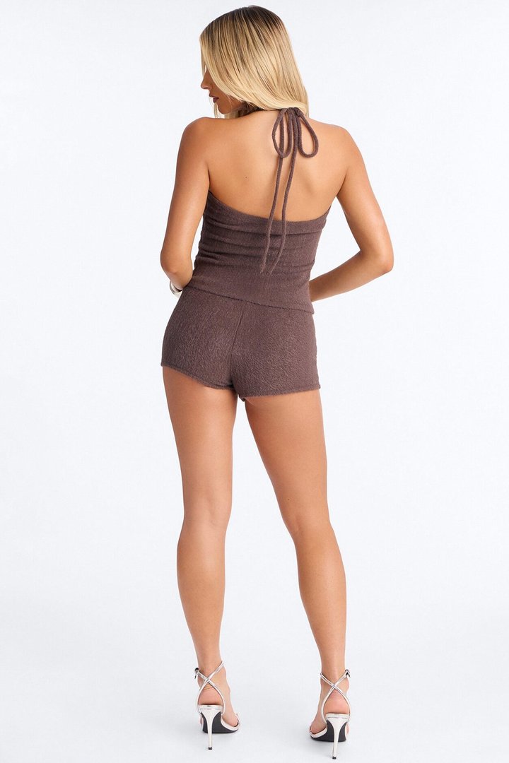 Seashell Fuzzy Low Rise Micro Short - Chocolate