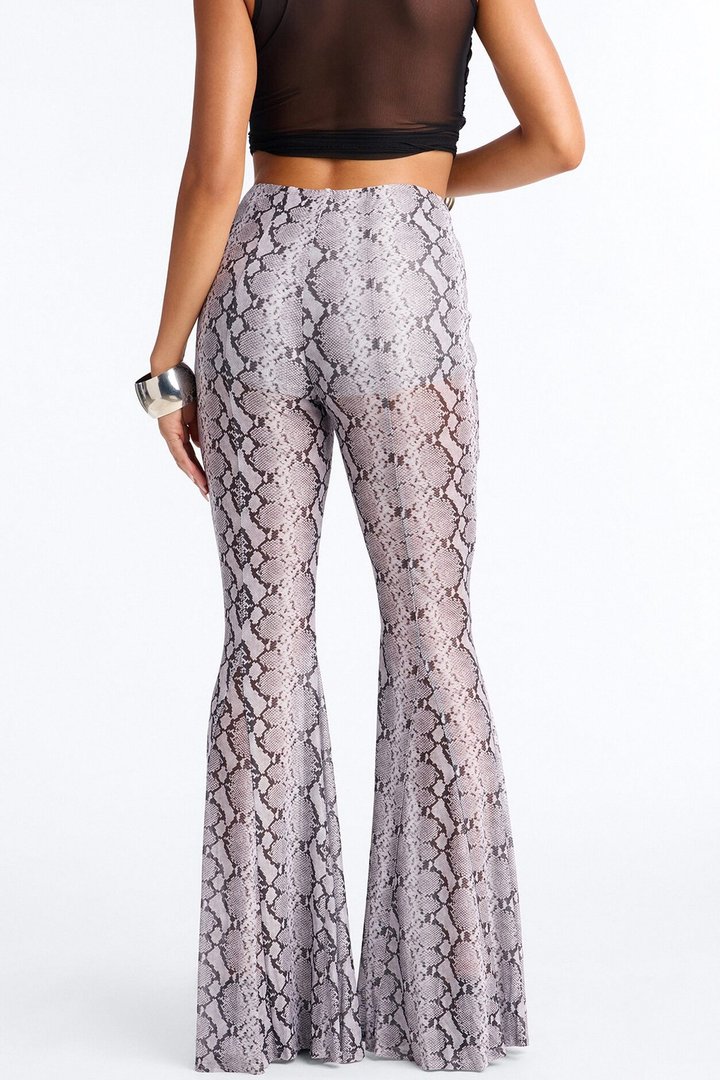 Talk Nice to Me Flared Mesh Pant - Grey/combo