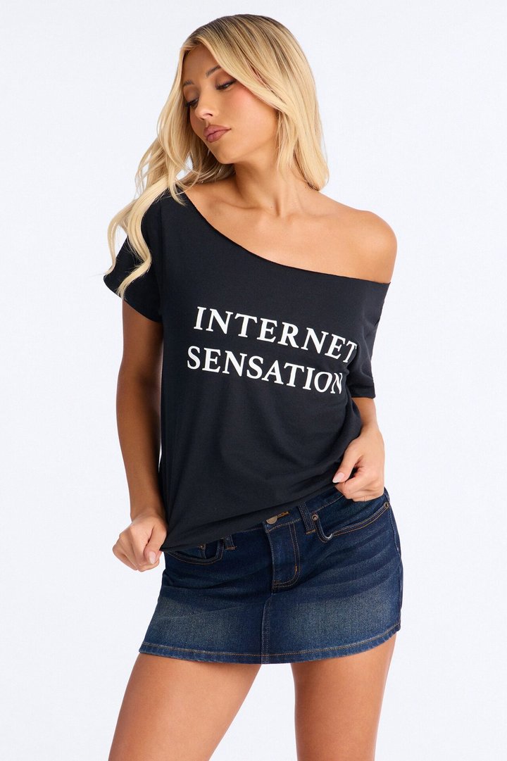 Internet Sensation Off Shoulder Top - Black