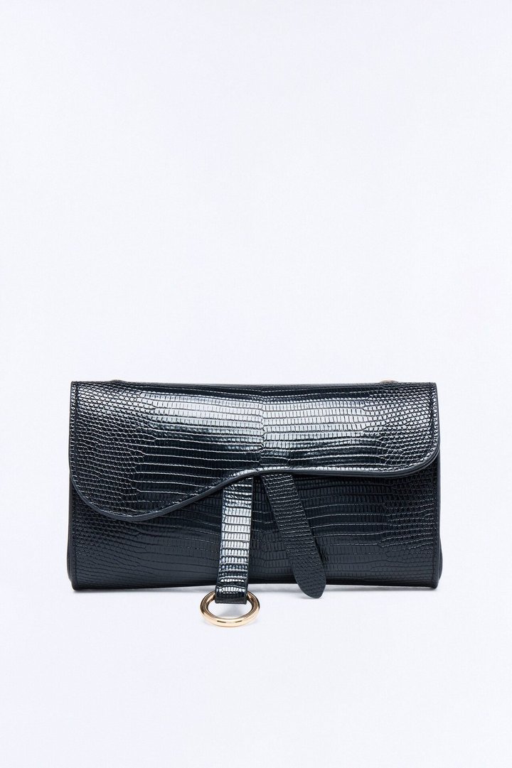 Juliet Embossed Faux Leather Belt Bag - Black