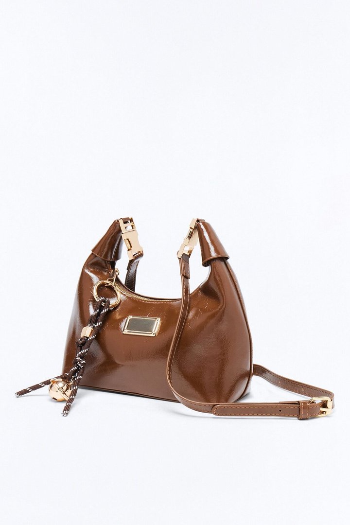 Can't Take It Back Faux Leather Satchel Bag - Brown