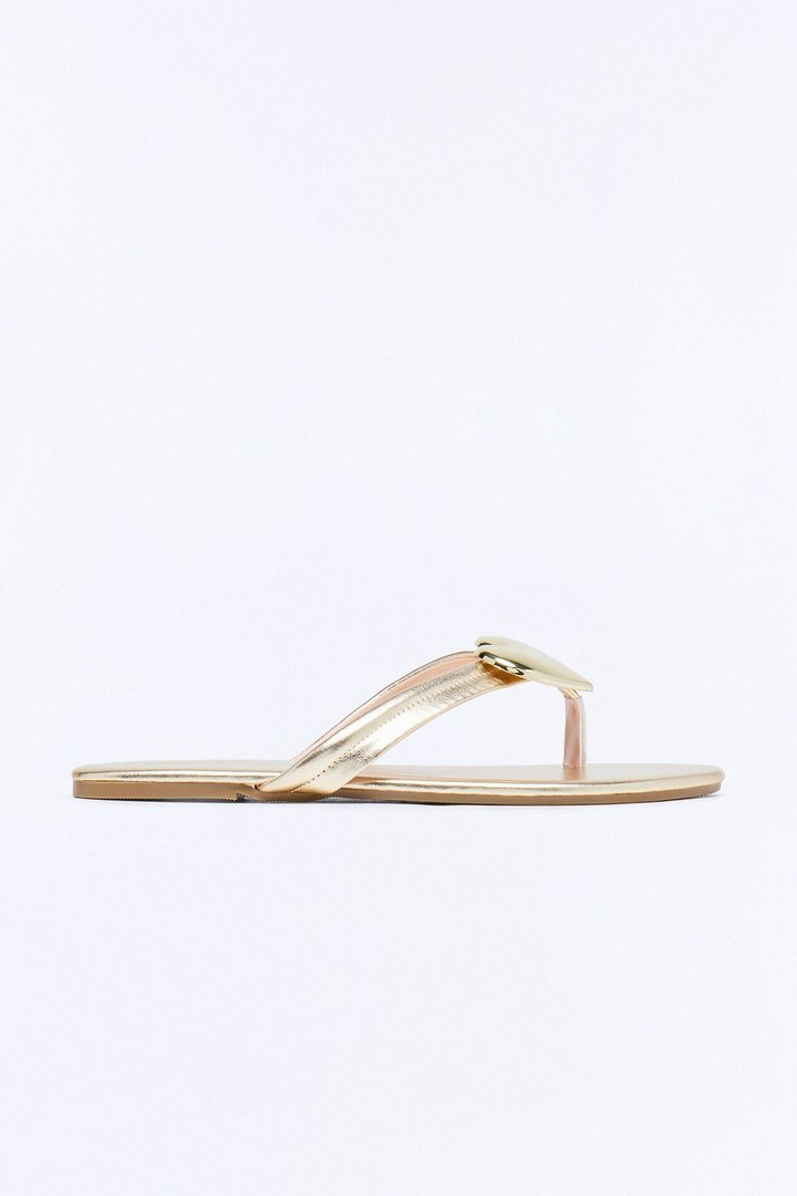 Camia Heart Flip Flops - Gold