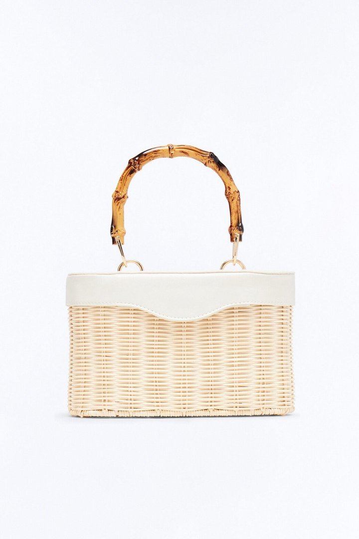 Sunhaven Straw Satchel Handbag - Natural/Combo