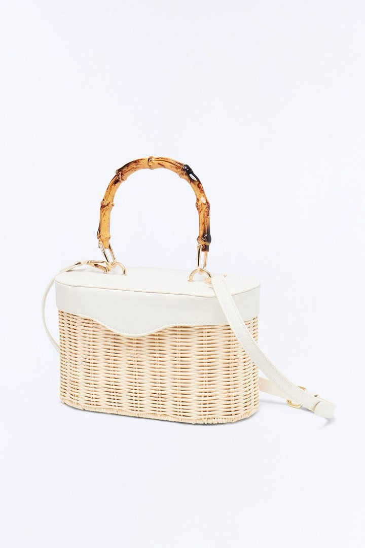 Sunhaven Straw Satchel Handbag - Natural/Combo