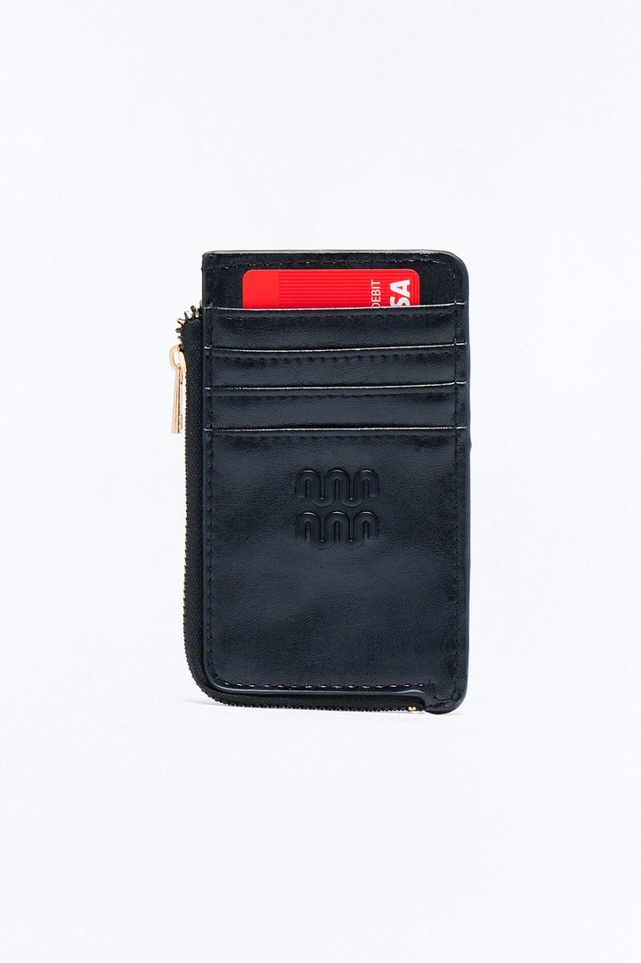Wild Card Faux Leather Cardholder - Black